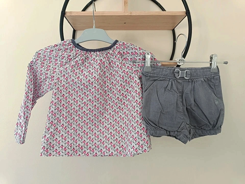 23 mois 2 ans ensemble obaibi Okaïdi blouse été short 86cm